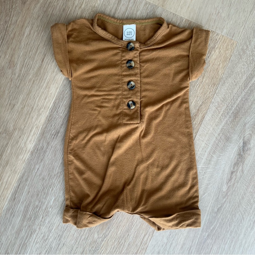 Lou Lou & Company Brown Newborn Romper